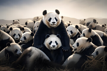 Panda colony in nature