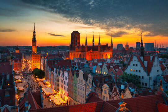 The Main Town of Gdansk at sunset, Poland