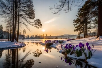 Obraz premium sunrise over the river