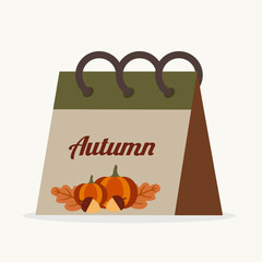 Flat Design Illustration with Autumn Calendar 