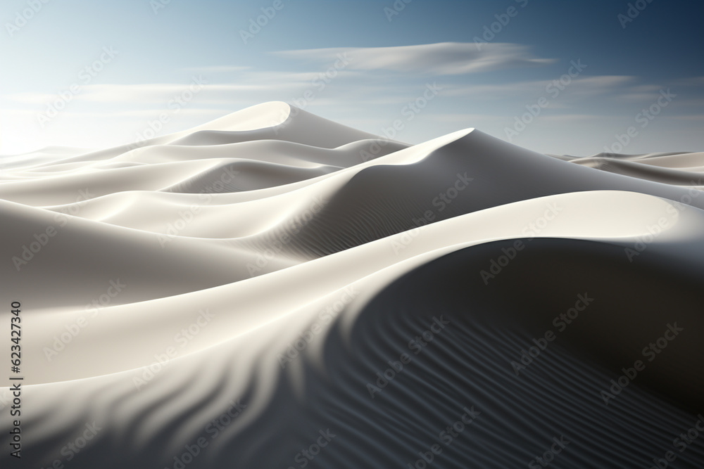 Aufkleber sand dunes, emphasizing the contrast between light and shadow, and the undulating forms of the desert.  Generative AI technology.