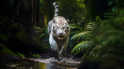 White Bengal tiger in nature