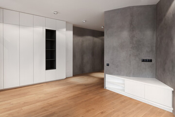 empty renovated living room with new loft interior