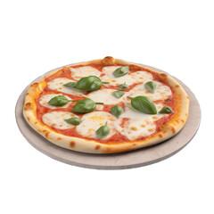 Margherita Flatbread Pizza isolated on transparent background. Generative AI