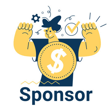 Sponsor banner web. Concept with icon of support, project, benefit, art, event, music, sport, film.