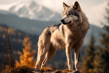 Deurstickers wolf in nature © AGSTRONAUT