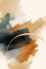 Abstract Geometric Wall Decoration with Brush Strokes