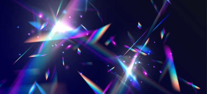 Transparent refraction elements. Close sun burst, sun glare for screen use. Colourful vector lens, crystal rainbow light and flare transparent effects.