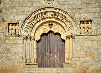 Fototapeta na wymiar Doorway of the Romanesque church of Sernancelhe, Portugal