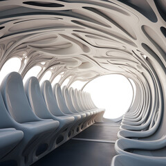 Parametric style designed white plane interior