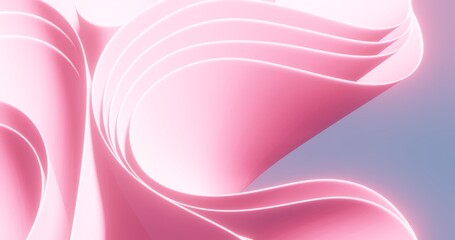 Abstract pink background curved pattern 3d render