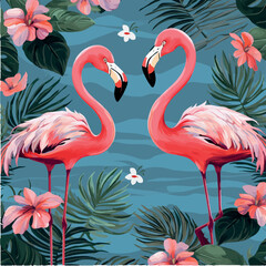 Obraz premium flamingos vectorial