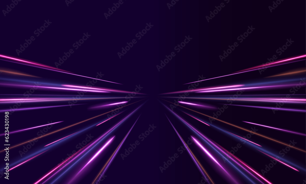 Poster panoramic high speed technology concept, light abstract background. image of speed motion on the roa
