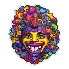 Fototapeta na wymiar Awesome trippy cartoon Cosmic psychedelic silly funny goofy, sticker style, 4k hyper detailed