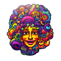 Awesome trippy cartoon Cosmic psychedelic silly funny goofy, sticker style, 4k hyper detailed