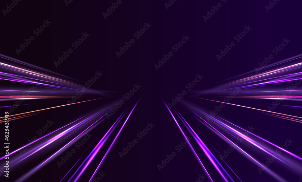 Poster panoramic high speed technology concept, light abstract background. image of speed motion on the roa