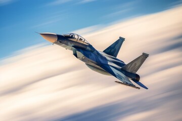 Fototapeta na wymiar Fighter jet slices through the sky at supersonic speed. Generative AI 12