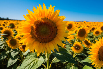 Fototapeta premium yellow sunflower in the field generative ai