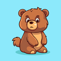 Obraz na płótnie Canvas Cute Cartoon Grizzly Bear - Majestic Wilderness Predator. Vector Illustration for Children and Baby. Flat Clipart of a Powerful Brown Bear