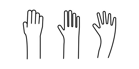 Human Hands Raising Up vector icon in meaning Voting or Volunteering