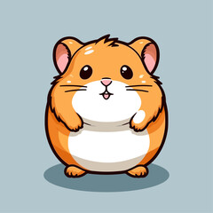 Cute Cartoon Hamster - Adorable Pocket Pet and Playful Rodent. Vector Illustration for Children and Baby. Flat Clipart of a Furry Creature