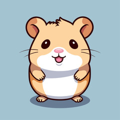 Cute Cartoon Hamster - Adorable Pocket Pet and Playful Rodent. Vector Illustration for Children and Baby. Flat Clipart of a Furry Creature