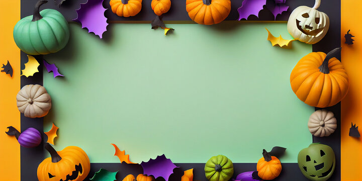 funky halloween 2023 sales banner background with copy space, top view