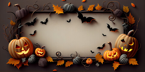 funky halloween 2023 sales banner background with copy space, top view
