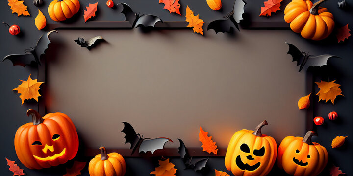 funky halloween 2023 sales banner background with copy space, top view