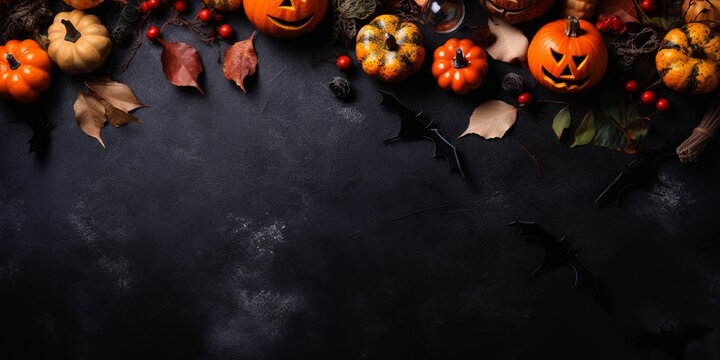 funky halloween 2023 sales banner background with copy space, top view