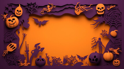 halloween 2023 background with single pumpkin and copyspace for text