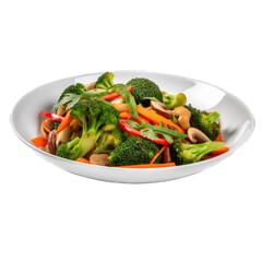 Vegetable Stir-Fry isolated on transparent background. Generative AI