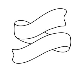 Black monoline ribbon. Line banner icon, Web design element. Hand drawn vector illustration. Place for your text for business, greeting card and holidays copy space