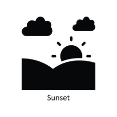 Sunset Vector Solid Icon Design illustration. Nature and ecology Symbol on White background EPS 10 File