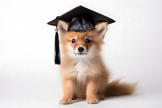 recommend clip art: Happy fox in a graduation hat