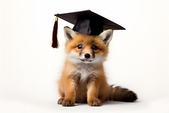 recommend clip art: Happy fox in a graduation hat