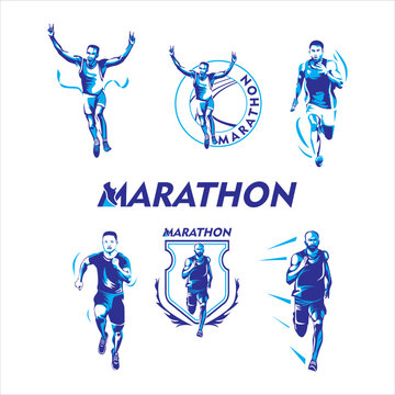 marathon athlete line art design