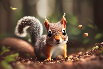 Obraz premium squirrel in the forest. generative AI