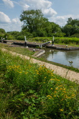 Fototapeta premium Grand Union Canal , Hatton locks, Warwickshire English Midlands, England UK 