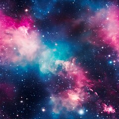 Fototapeta premium Seamless glittered galaxy background, space pattern, nebula backdrop, created with generative AI technology