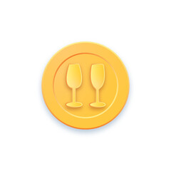 olden game coin. Coin icon, gold medal. Coin with glasses. Graphic user interface design element game coin. Elements of the game symbol of money. Bank payment symbol. Purchases in the game.