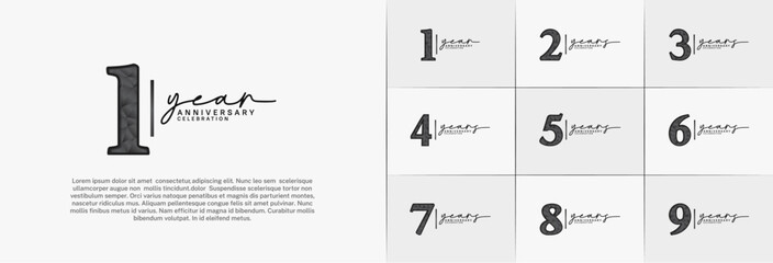 set of anniversary logo with black number on white background can be use for celebration