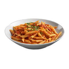 Penne Arrabiata isolated on transparent background. Generative AI