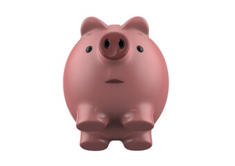 Pink piggy bank isolated on a white background. 3d rendering illustration