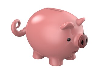 Pink piggy bank isolated on a white background. 3d rendering illustration