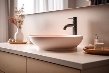 Fototapeta na wymiar wash basin, sink with faucet generative ai