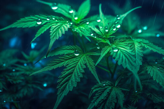 cannabis leaves in the dark. generative ai