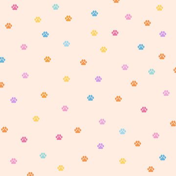 Pastel pet paw pattern for wallpaper, background, backdrop, banner, post, print, icon, logo, fabric, etc.