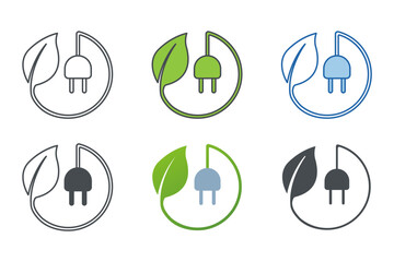 Plug Leaf, Energy Saving Icon symbol template for graphic and web design collection logo vector illustration