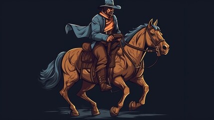 Fototapeta na wymiar A cowboy rides a horse
